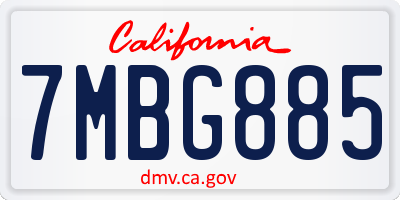 CA license plate 7MBG885
