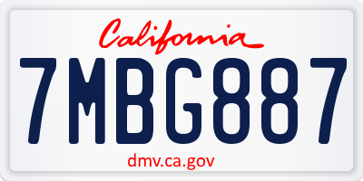 CA license plate 7MBG887