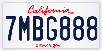 CA license plate 7MBG888