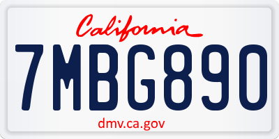 CA license plate 7MBG890