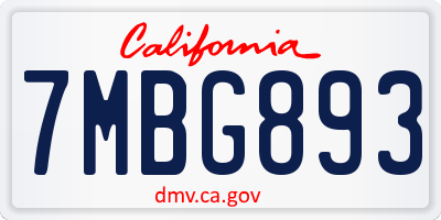 CA license plate 7MBG893