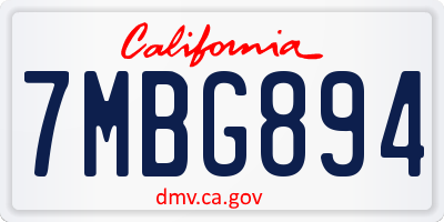 CA license plate 7MBG894