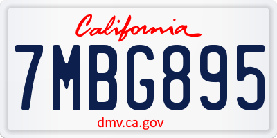 CA license plate 7MBG895