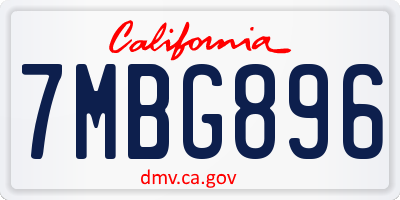 CA license plate 7MBG896