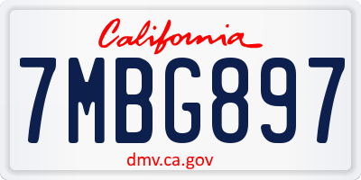 CA license plate 7MBG897