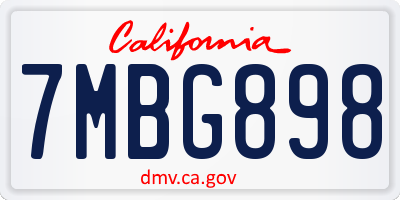 CA license plate 7MBG898