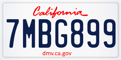 CA license plate 7MBG899