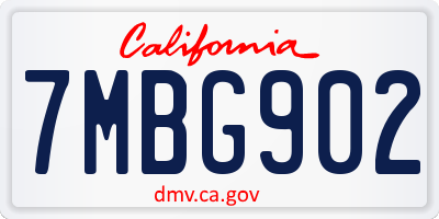 CA license plate 7MBG902