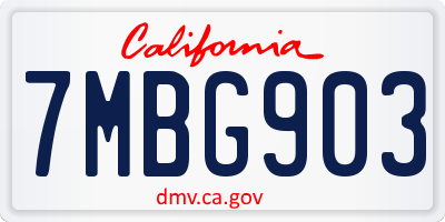 CA license plate 7MBG903