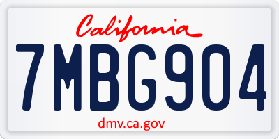 CA license plate 7MBG904
