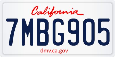 CA license plate 7MBG905
