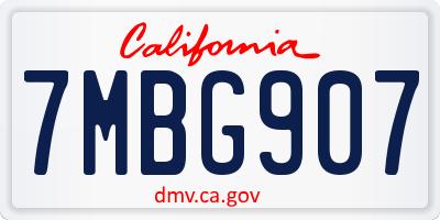 CA license plate 7MBG907