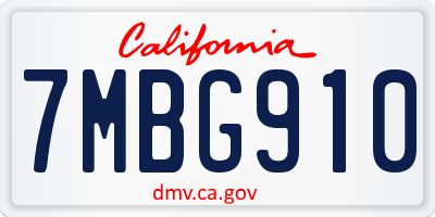 CA license plate 7MBG910