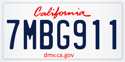 CA license plate 7MBG911