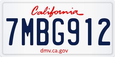 CA license plate 7MBG912