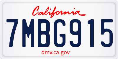 CA license plate 7MBG915