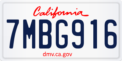 CA license plate 7MBG916