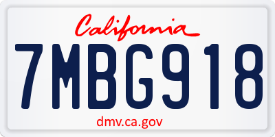 CA license plate 7MBG918