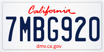 CA license plate 7MBG920