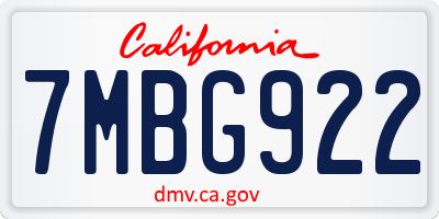 CA license plate 7MBG922