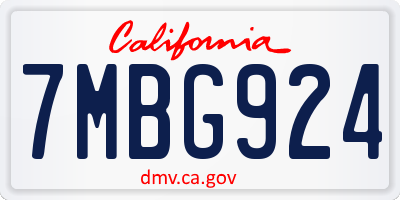 CA license plate 7MBG924