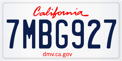 CA license plate 7MBG927