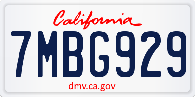 CA license plate 7MBG929