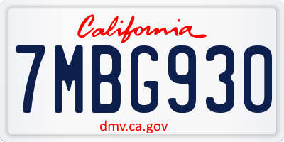 CA license plate 7MBG930