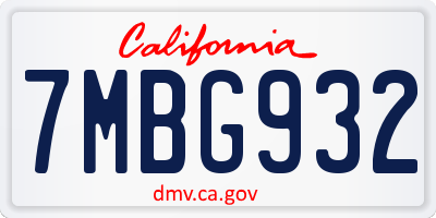 CA license plate 7MBG932
