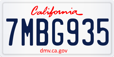 CA license plate 7MBG935