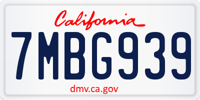 CA license plate 7MBG939