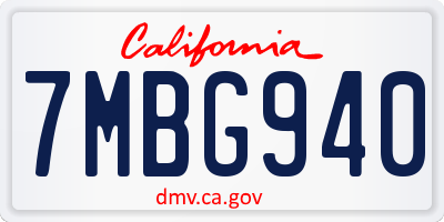 CA license plate 7MBG940