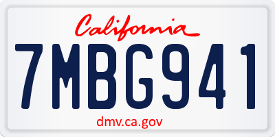 CA license plate 7MBG941