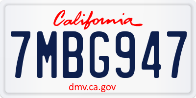 CA license plate 7MBG947