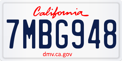 CA license plate 7MBG948