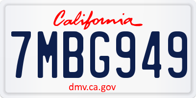 CA license plate 7MBG949