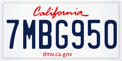 CA license plate 7MBG950