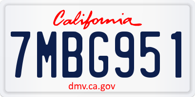 CA license plate 7MBG951