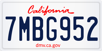 CA license plate 7MBG952