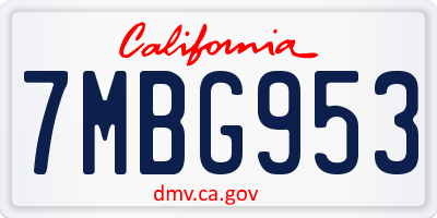 CA license plate 7MBG953