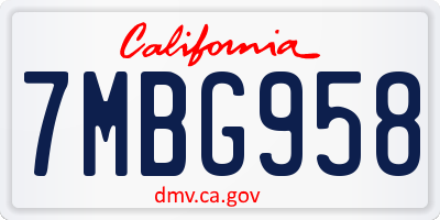 CA license plate 7MBG958