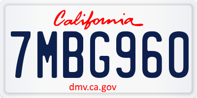 CA license plate 7MBG960