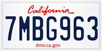 CA license plate 7MBG963