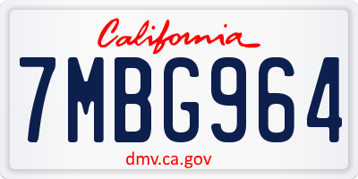 CA license plate 7MBG964
