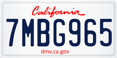 CA license plate 7MBG965