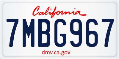 CA license plate 7MBG967