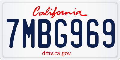 CA license plate 7MBG969