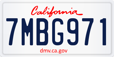 CA license plate 7MBG971