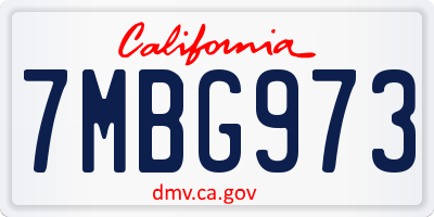 CA license plate 7MBG973