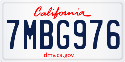 CA license plate 7MBG976